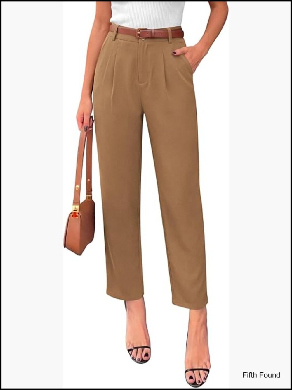 High Waisted Tapered Ankle Dress Pants with Pockets